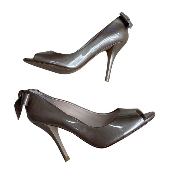 Enzo Angiolini high heel pumps dressy open toe 7M patent flirty bow high heels - Picture 9 of 9